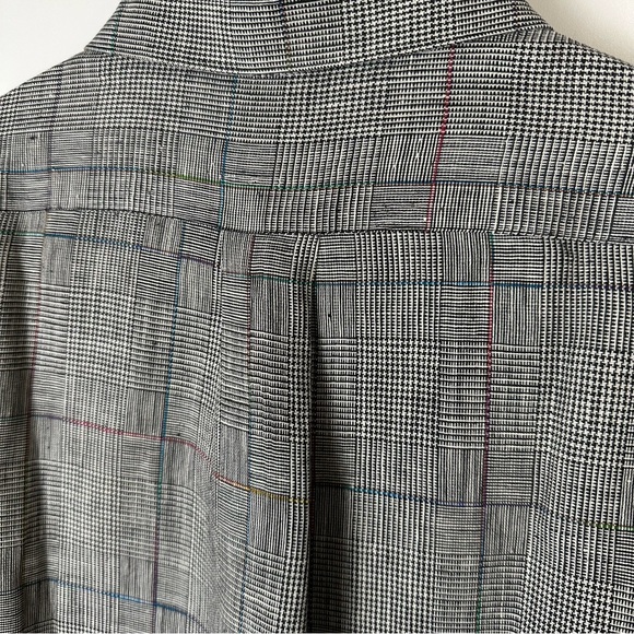 Vintage Saks Fifth Avenue Pure Linen Check Houndstooth Shirt - Picture 4 of 8